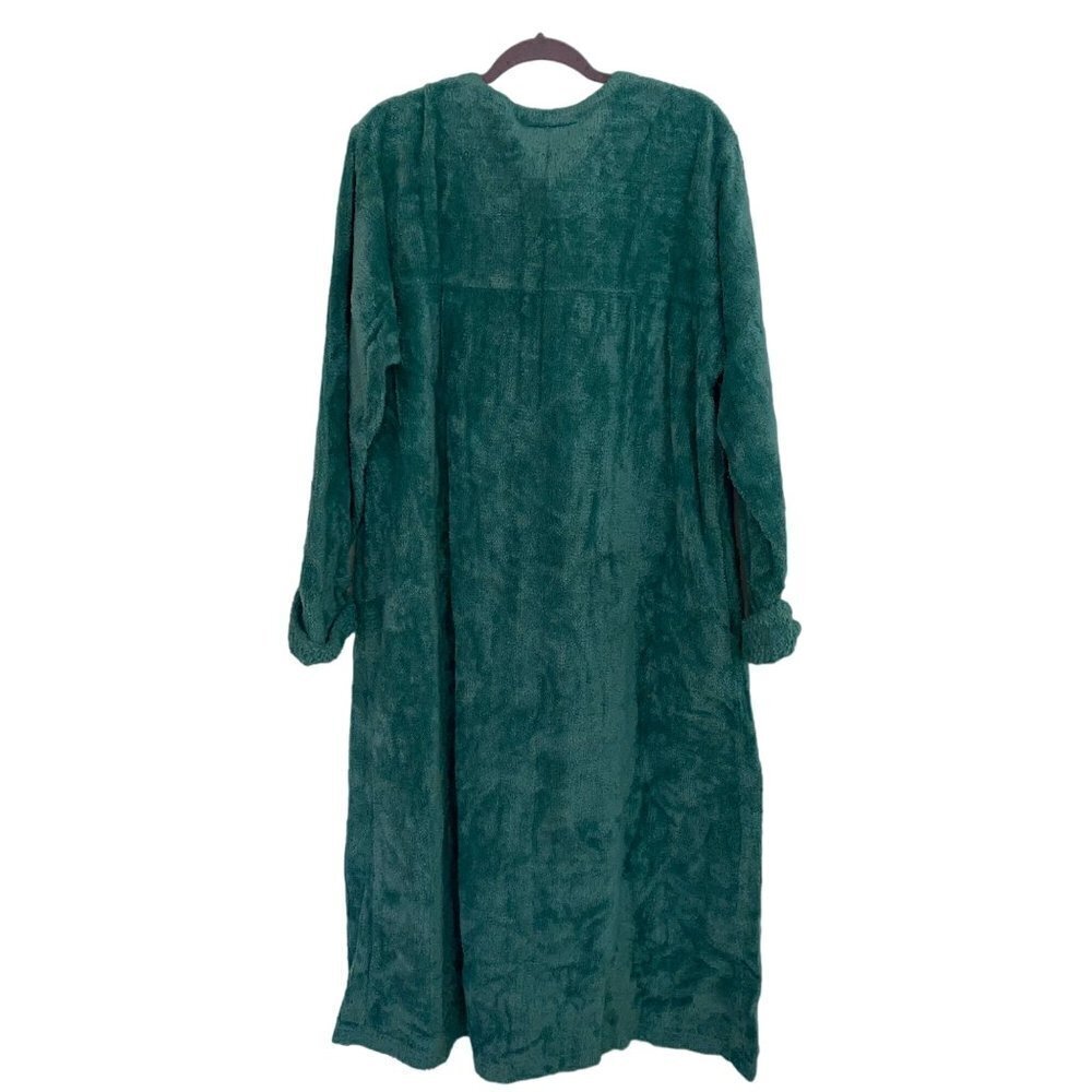 New Stan Herman Vintage Womens Robe Size 1X Green Chenille Half Zipper Front - Picture 9 of 14